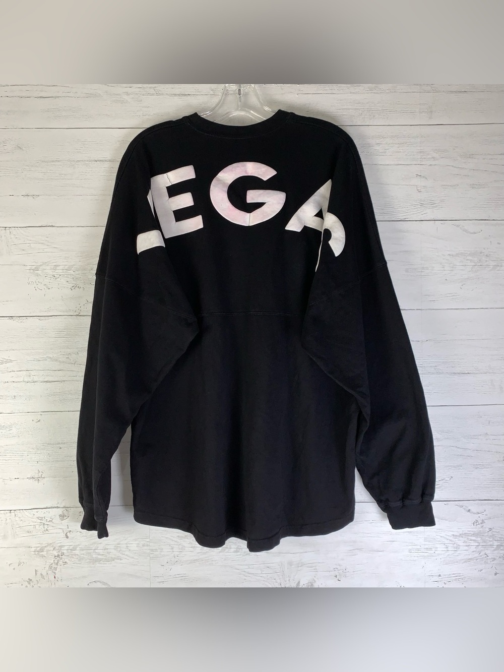 Spirit "Vegas" black jersey shirt women's puffy spellout size large